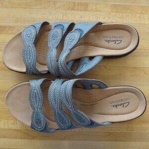 Clarks Collection Women's Slide Sandals Size 9 M G Leather Comfort Cushioned